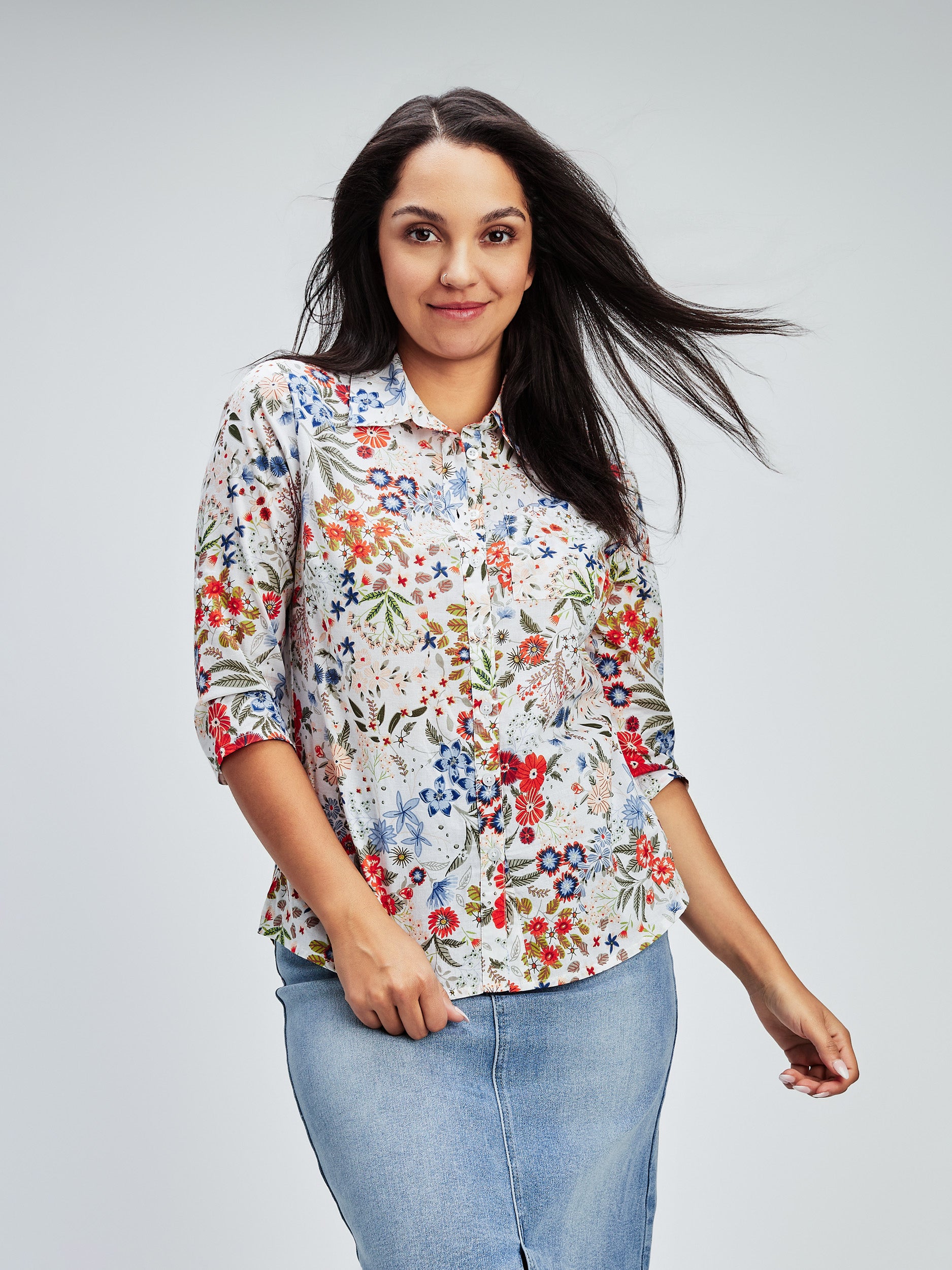 MARIELLE™ - CHECKED HOODIE BLOUSE main image 1