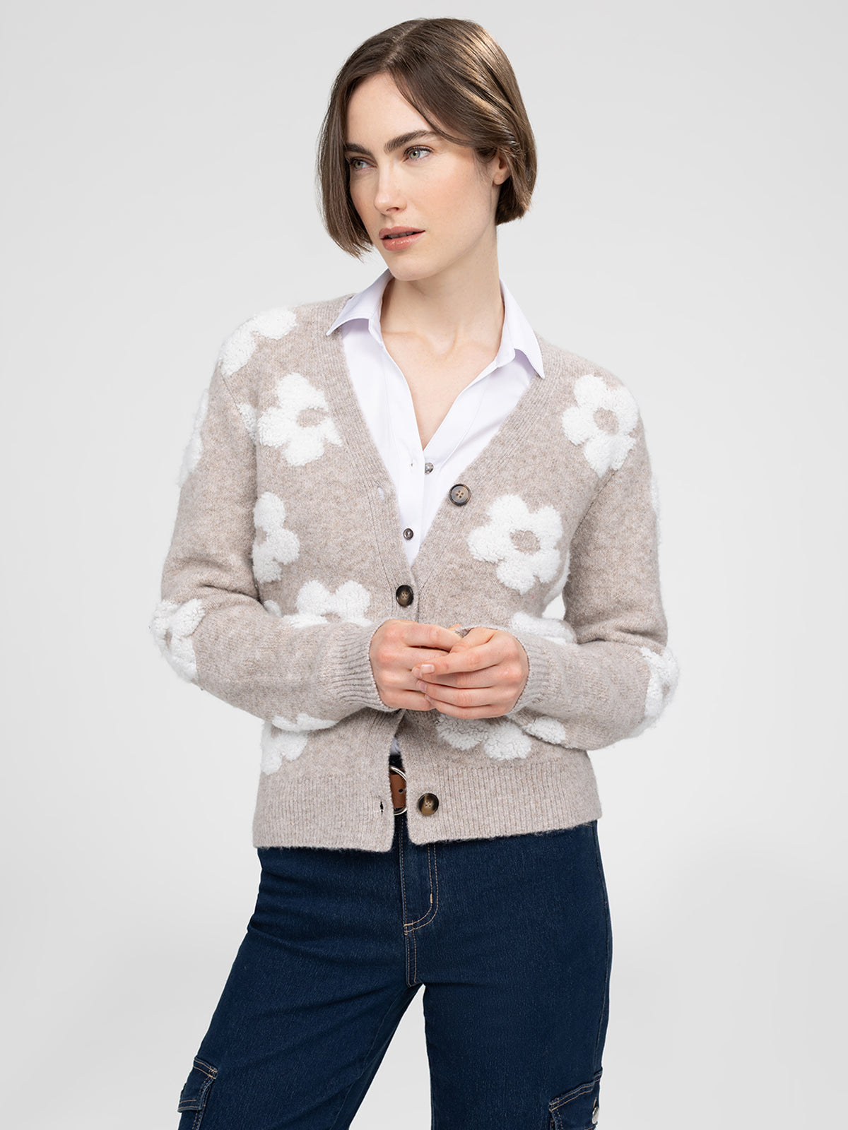 Cardigan Femme GRECERELLE – Tricot épais, Manches Longues, Col Rond, Boutonné – Doux Et Chaud Pour Automne/hiver