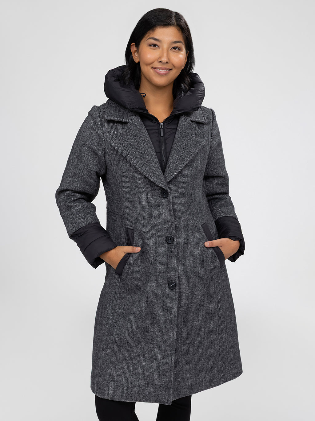 Manteau Animo Laury Show - Taille IT38, Noir/gris, Neuf Avec étiquette (fabriqué Italie)