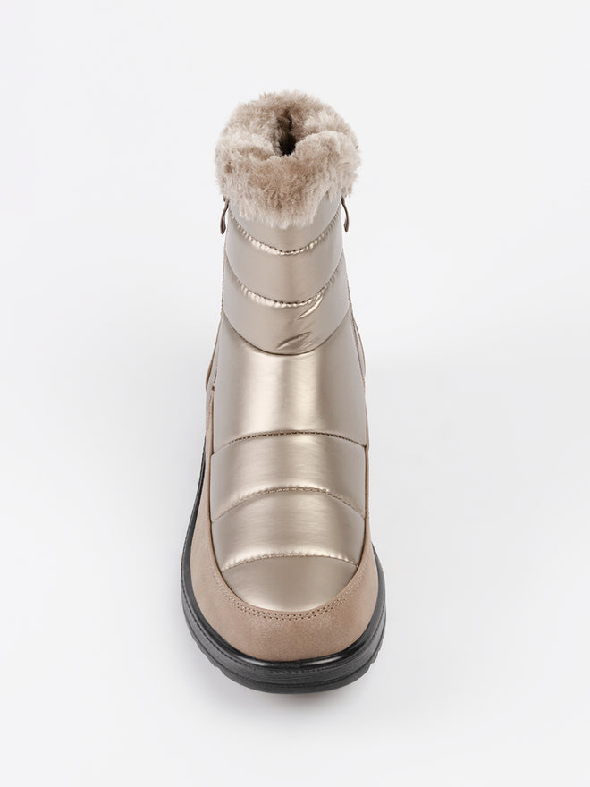 Bottines Femme à Talon Compensé En Cuir Véritable – Imperméables, Doublure Fourrure – Fermeture éclair Latérale, Strass – Pour L'hiver, Style Et Confort