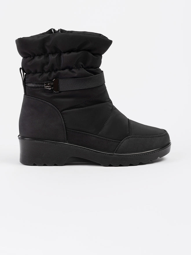 Bottines zippées avec perforations noir femme | La Halle