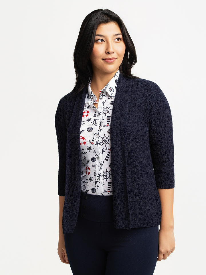Long Cardigan Ouvert Montana Co. – Femme – Taille L – Crème Et Noir