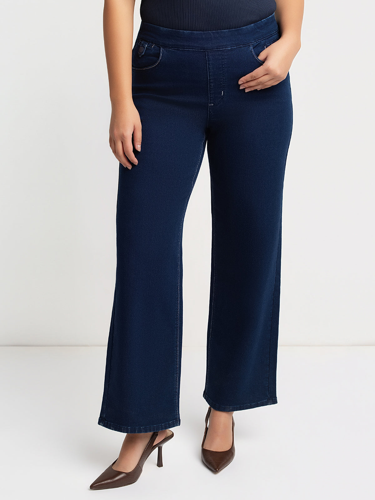 Pantalon denim à jambe large