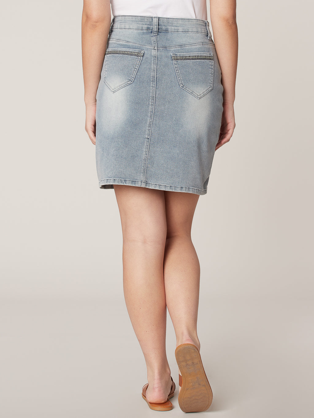 Jupe midi droite en denim