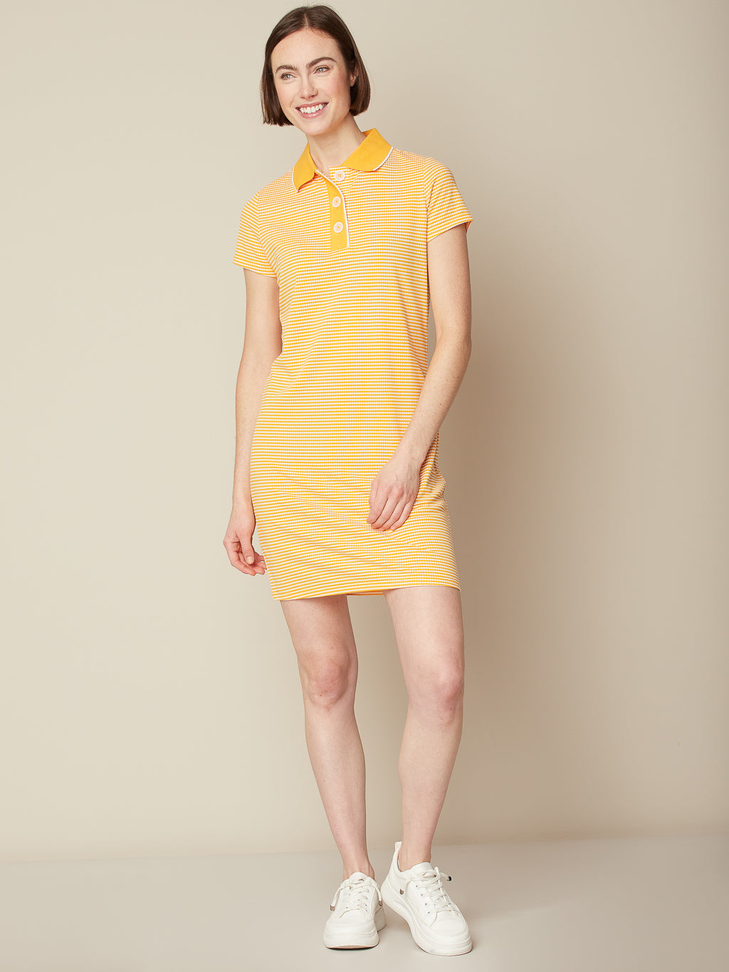 Polo dress with contrasting collar