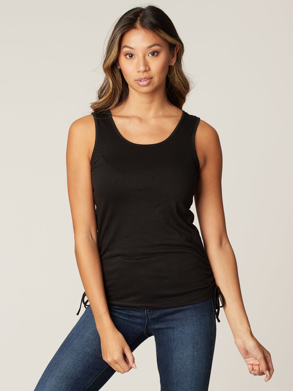 Reversible tank top with drawstrings